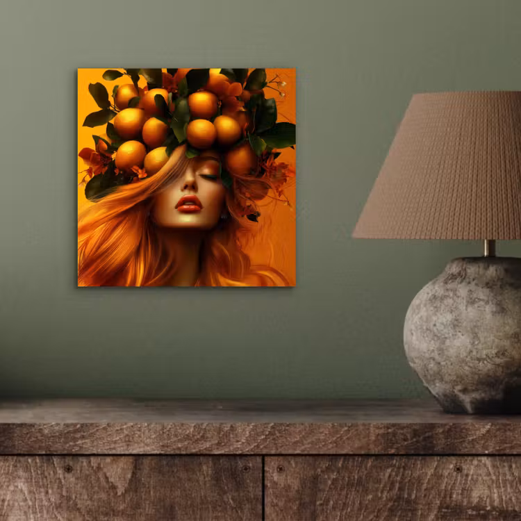 Aluminium schilderij - Vrouw - Citroenen - Bloesem - Geel — 3