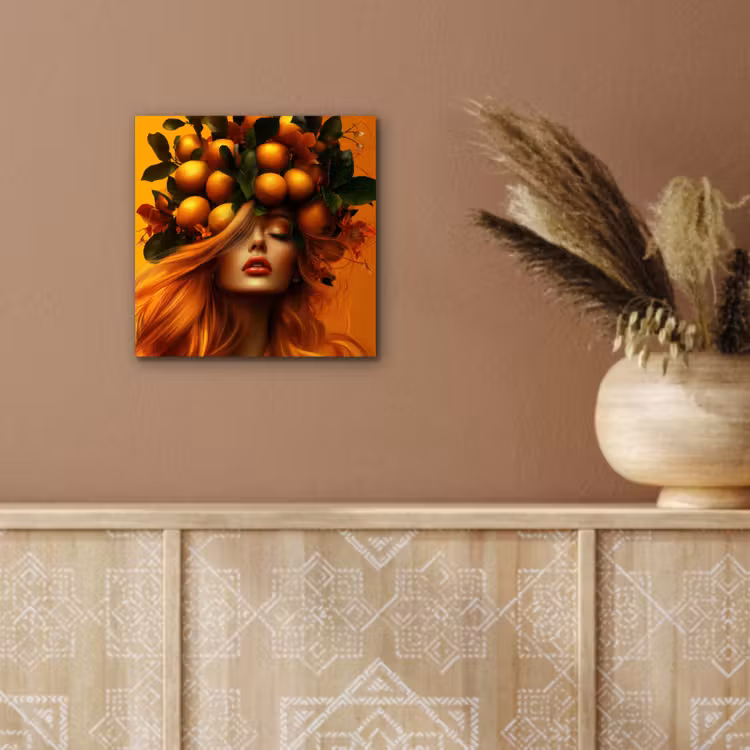 Aluminium schilderij - Vrouw - Citroenen - Bloesem - Geel — 5