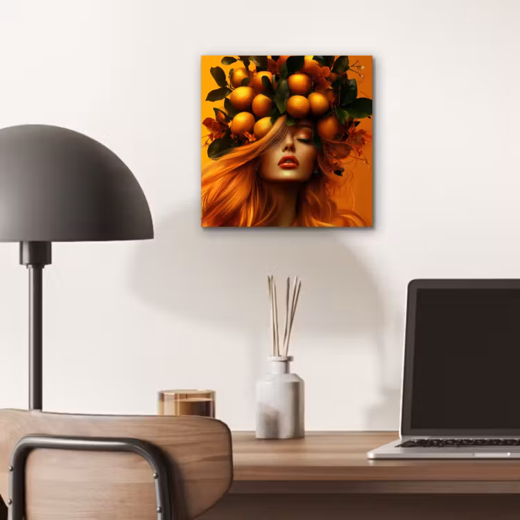 Aluminium schilderij - Vrouw - Citroenen - Bloesem - Geel — 6