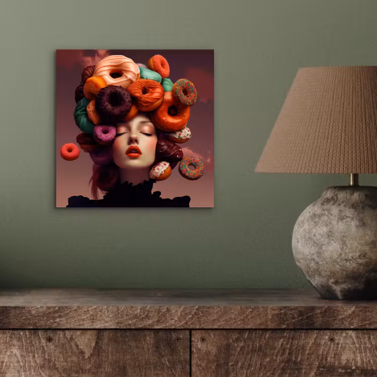 Aluminium schilderij - Vrouw - Donuts - Kleurrijk — 3