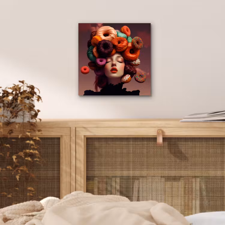 Aluminium schilderij - Vrouw - Donuts - Kleurrijk — 4