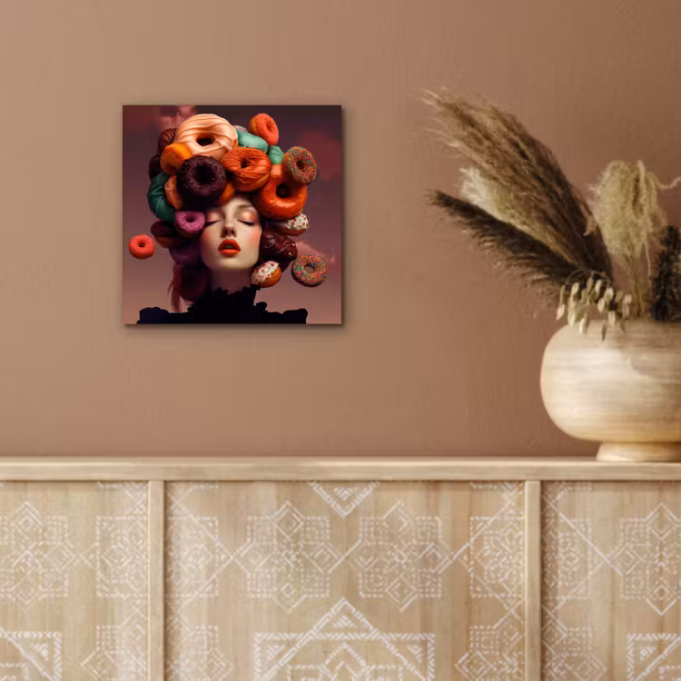 Aluminium schilderij - Vrouw - Donuts - Kleurrijk — 5