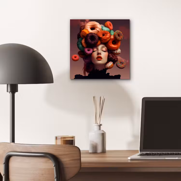 Aluminium schilderij - Vrouw - Donuts - Kleurrijk — 6