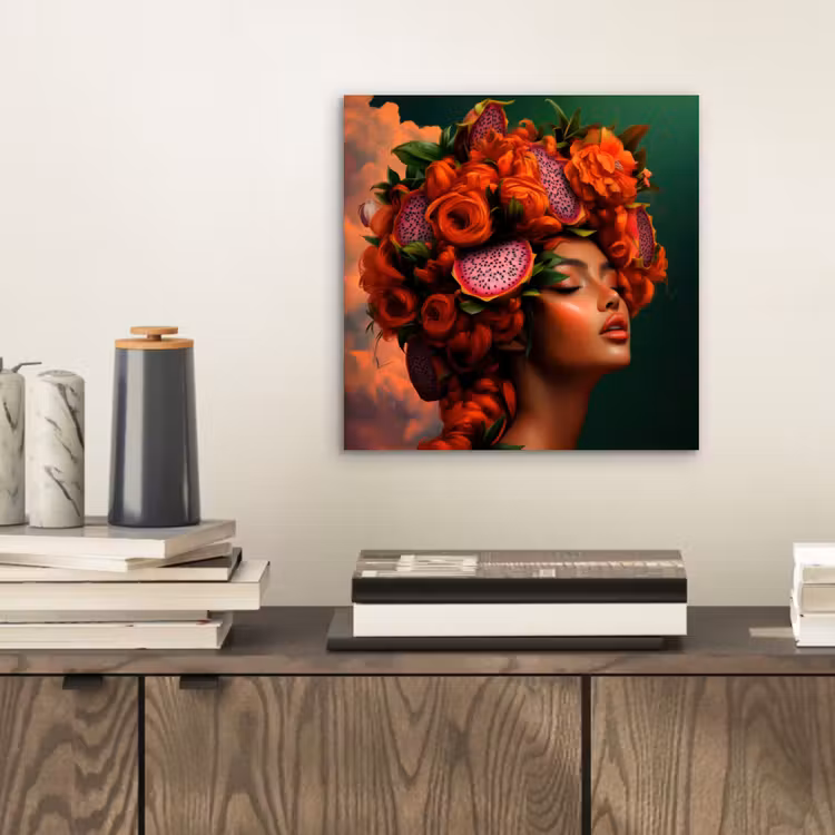 Aluminium schilderij - Vrouw - Drankenfruit - Rozen — 2
