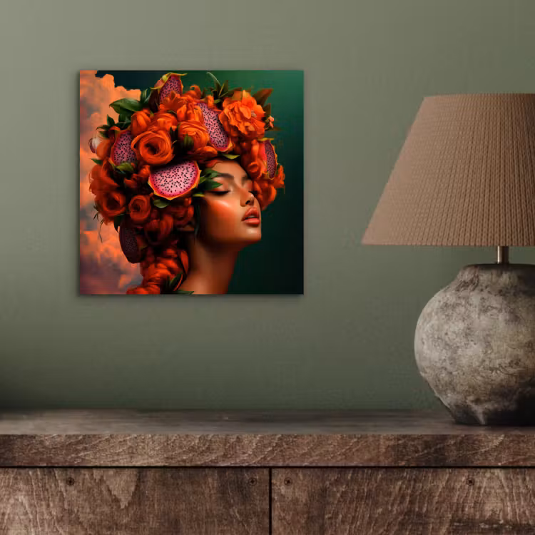 Aluminium schilderij - Vrouw - Drankenfruit - Rozen — 3
