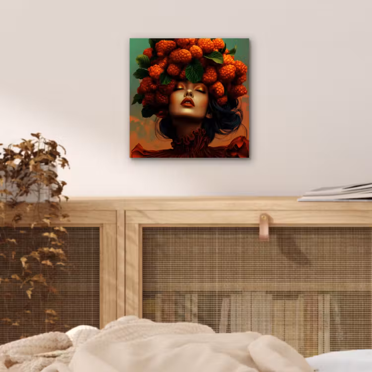 Aluminium schilderij - Vrouw - Frambozen - Bladeren — 4