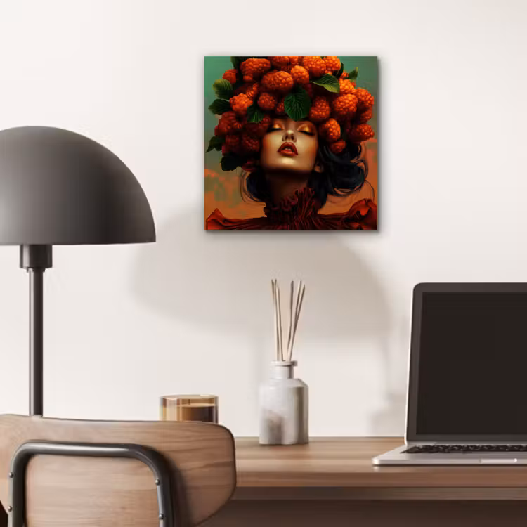 Aluminium schilderij - Vrouw - Frambozen - Bladeren — 6