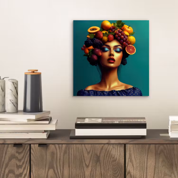 Aluminium schilderij - Vrouw - Hoodtooi - Tropisch - Fruit - Druiven — 2