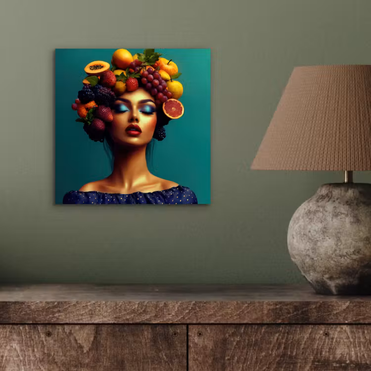 Aluminium schilderij - Vrouw - Hoodtooi - Tropisch - Fruit - Druiven — 3
