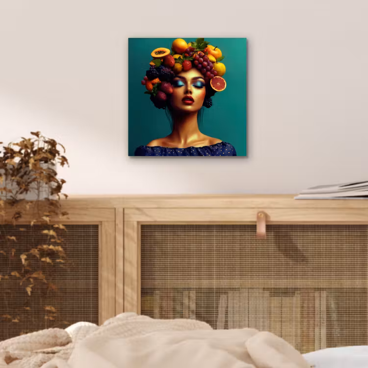 Aluminium schilderij - Vrouw - Hoodtooi - Tropisch - Fruit - Druiven — 4