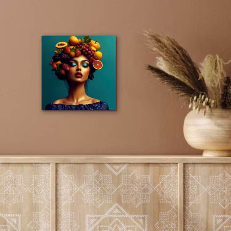 Aluminium schilderij - Vrouw - Hoodtooi - Tropisch - Fruit - Druiven — 5