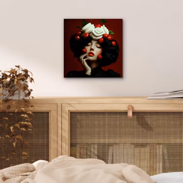 Aluminium schilderij - Vrouw - Kersen - Slagroom — 4