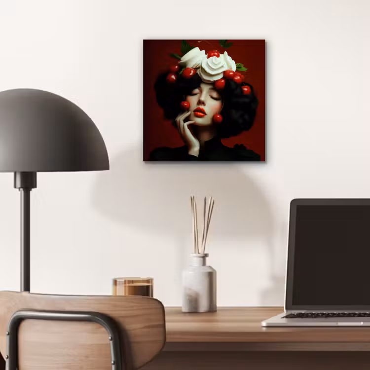 Aluminium schilderij - Vrouw - Kersen - Slagroom — 6