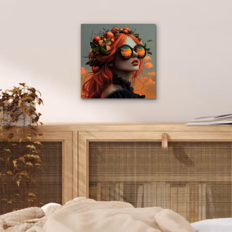 Aluminium schilderij - Vrouw - Kroon - Tomaat - Bascilicum - Zonnebril — 4