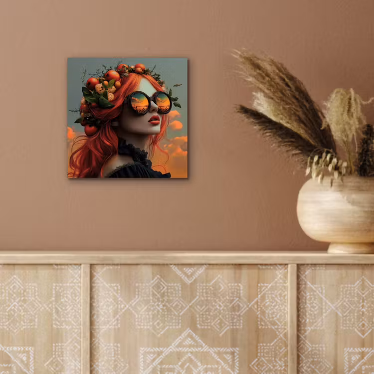 Aluminium schilderij - Vrouw - Kroon - Tomaat - Bascilicum - Zonnebril — 5