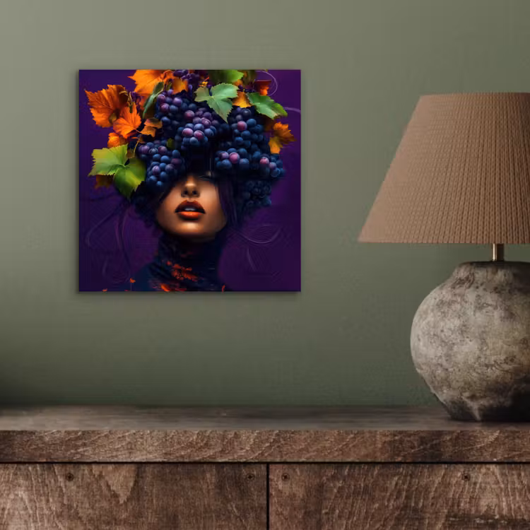 Aluminium schilderij - Vrouw - Paars - Druiven — 3