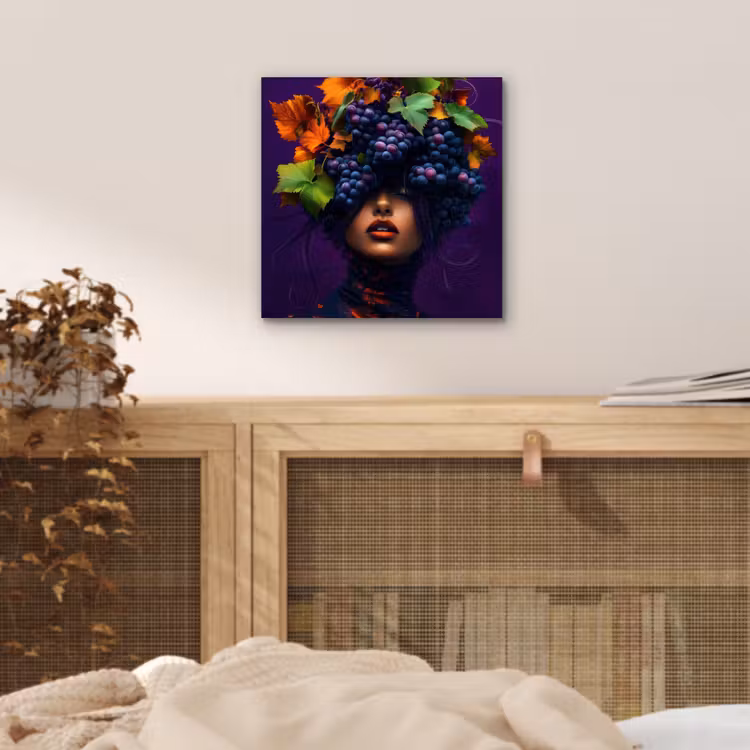 Aluminium schilderij - Vrouw - Paars - Druiven — 4