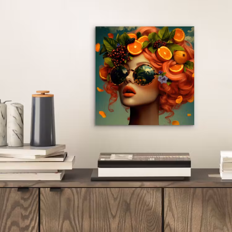 Aluminium schilderij - Vrouw - Sinaasappel - Bessen - Oranje — 2