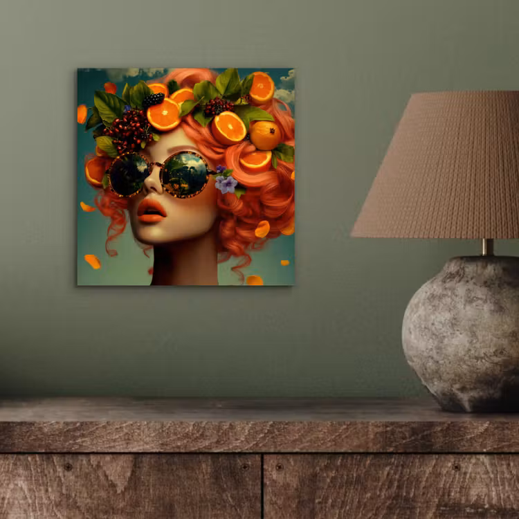 Aluminium schilderij - Vrouw - Sinaasappel - Bessen - Oranje — 3