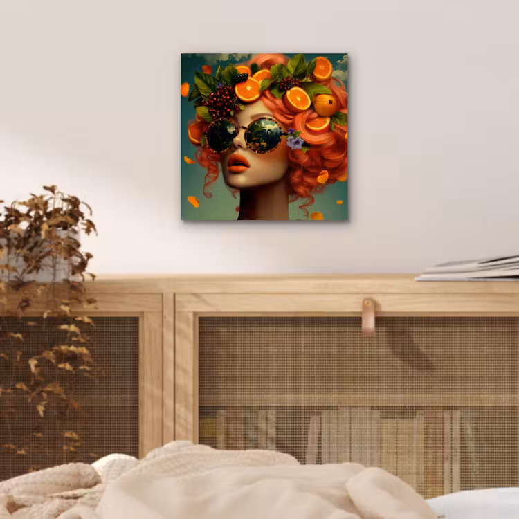 Aluminium schilderij - Vrouw - Sinaasappel - Bessen - Oranje — 4