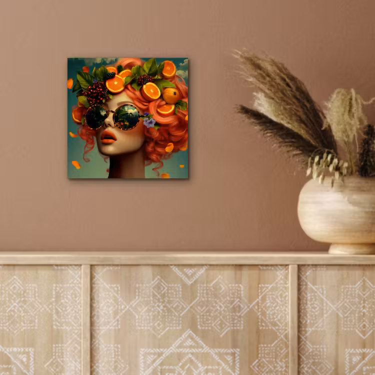 Aluminium schilderij - Vrouw - Sinaasappel - Bessen - Oranje — 5