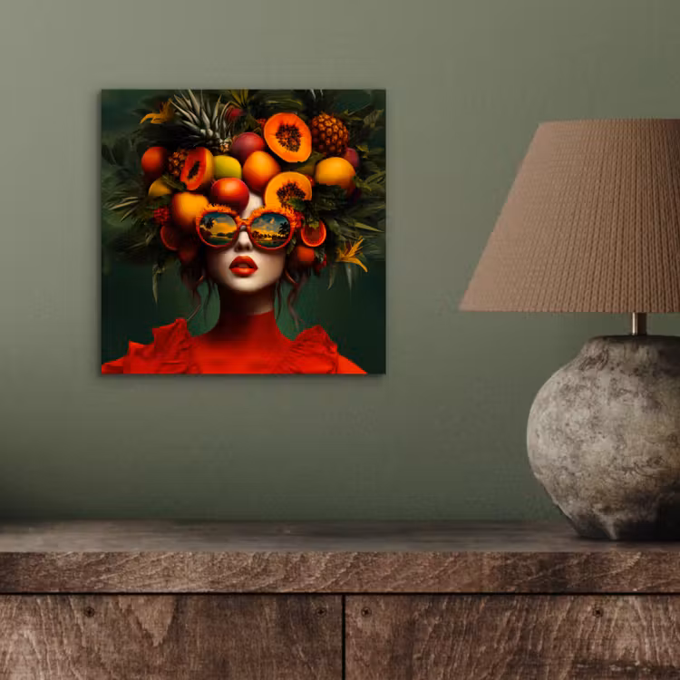 Aluminium schilderij - Vrouw - Vruchten - Papaja - Ananas — 3