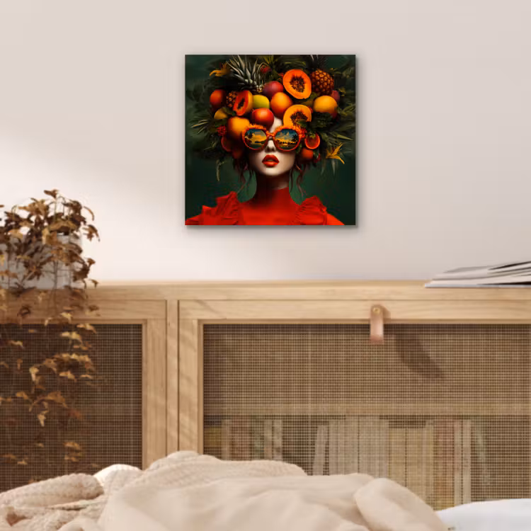Aluminium schilderij - Vrouw - Vruchten - Papaja - Ananas — 4