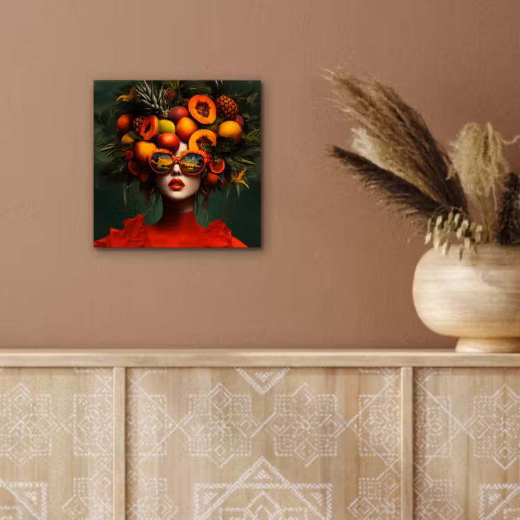 Aluminium schilderij - Vrouw - Vruchten - Papaja - Ananas — 5