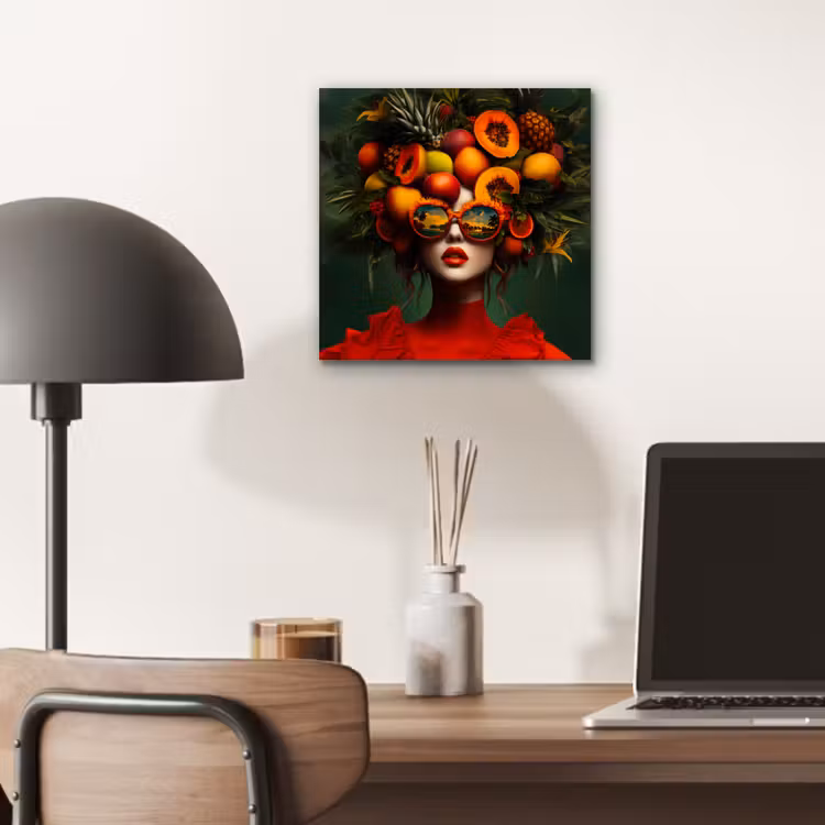 Aluminium schilderij - Vrouw - Vruchten - Papaja - Ananas — 6