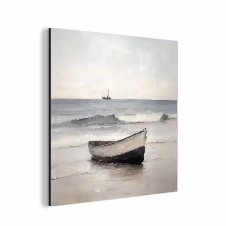 Aluminium schilderij - Roeiboot - Zee - Horizon — 1