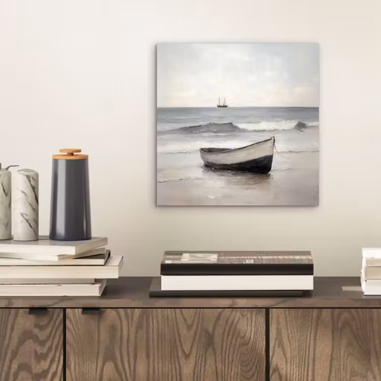Aluminium schilderij - Roeiboot - Zee - Horizon — 2