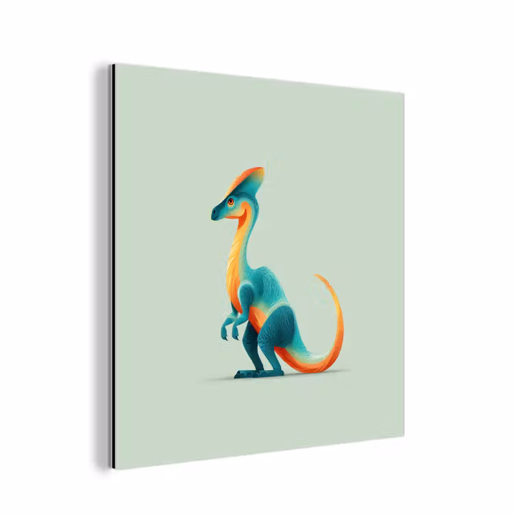 Aluminium schilderij - Staart - Dino - Minimalistisch - Blauw — 1