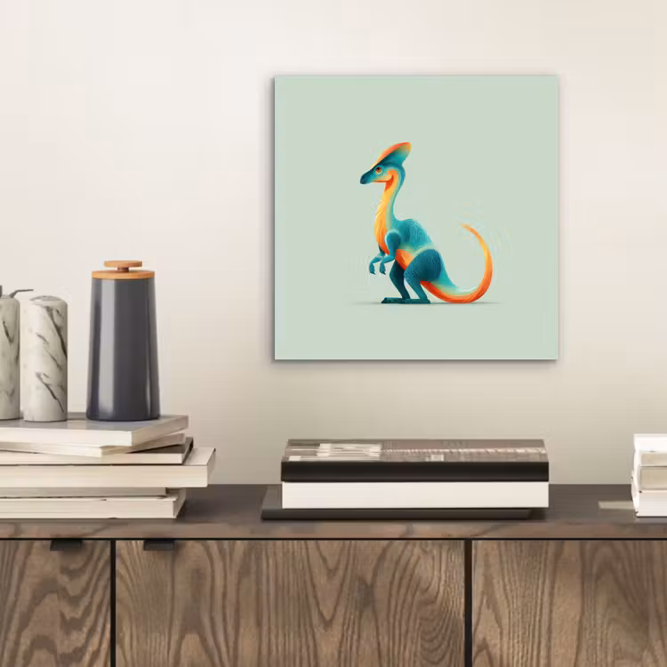 Aluminium schilderij - Staart - Dino - Minimalistisch - Blauw — 2