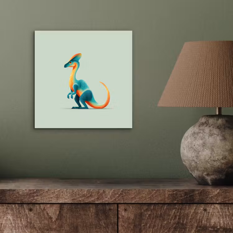 Aluminium schilderij - Staart - Dino - Minimalistisch - Blauw — 3