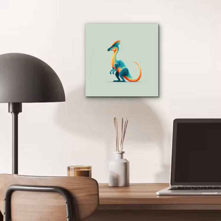 Aluminium schilderij - Staart - Dino - Minimalistisch - Blauw — 6
