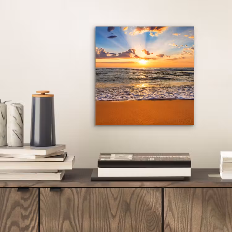 Aluminium schilderij - Strand - Zonsondergang - Zee - Wolken - Horizon — 2