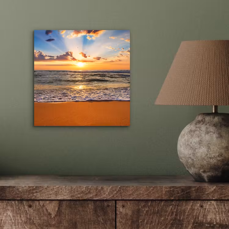 Aluminium schilderij - Strand - Zonsondergang - Zee - Wolken - Horizon — 3
