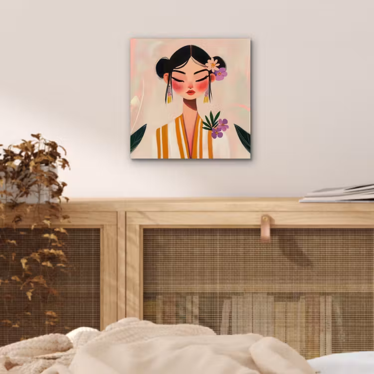 Aluminium schilderij - Vrouw - Bloemen - Pastel — 4