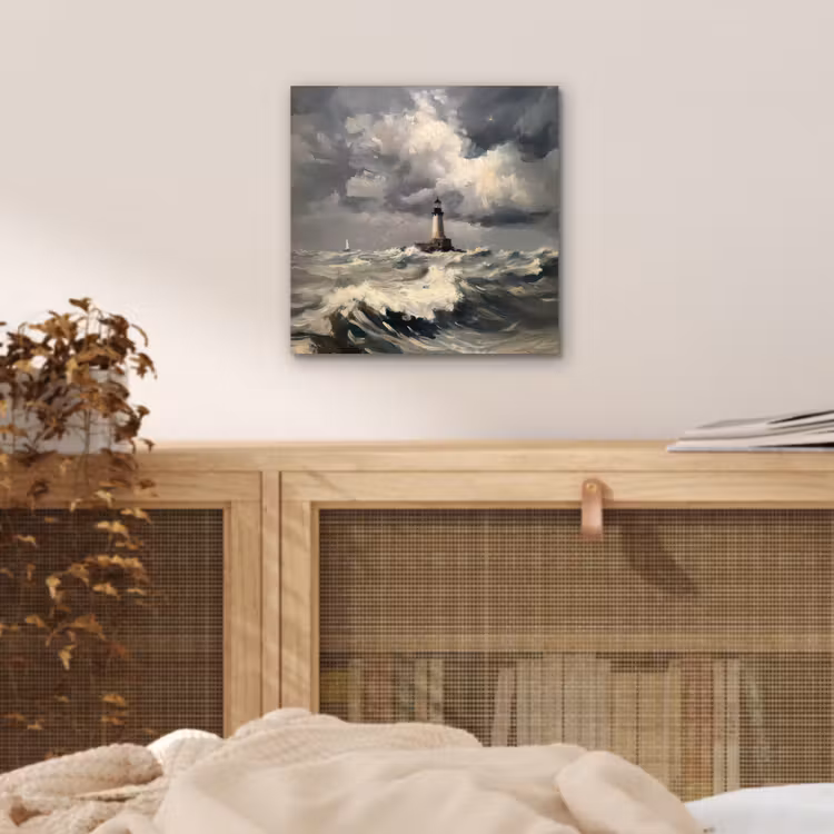 Aluminium schilderij - Vuurtoren - Golven - Storm — 4