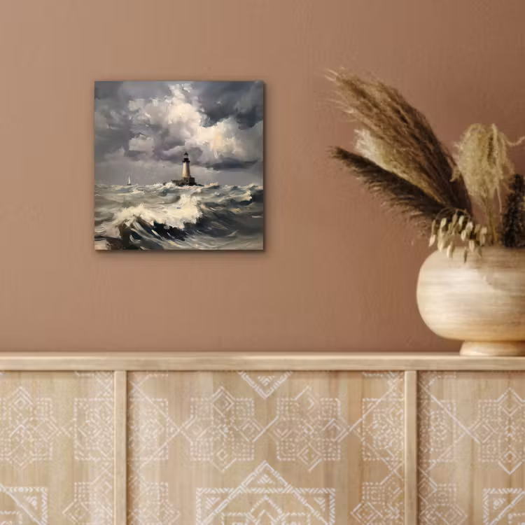 Aluminium schilderij - Vuurtoren - Golven - Storm — 5