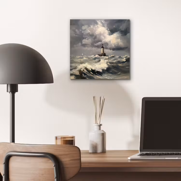 Aluminium schilderij - Vuurtoren - Golven - Storm — 6