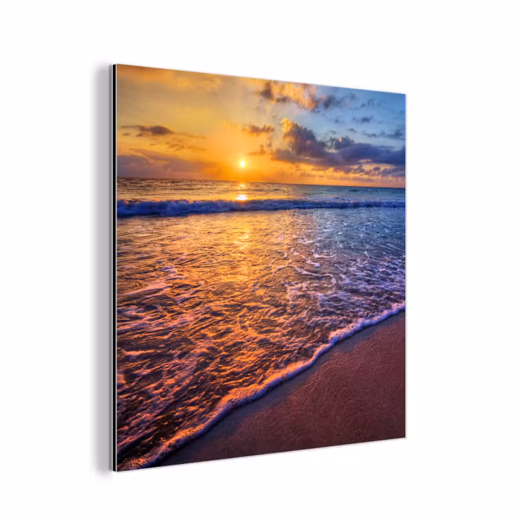 Aluminium schilderij - Zee - Strand - Zonsondergang - Wolken - Horizon — 1