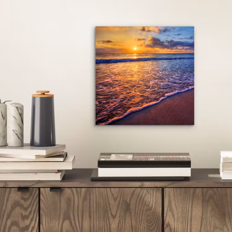 Aluminium schilderij - Zee - Strand - Zonsondergang - Wolken - Horizon — 2