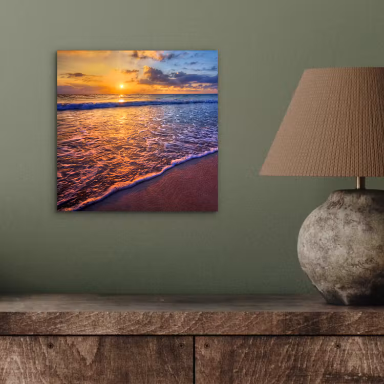 Aluminium schilderij - Zee - Strand - Zonsondergang - Wolken - Horizon — 3