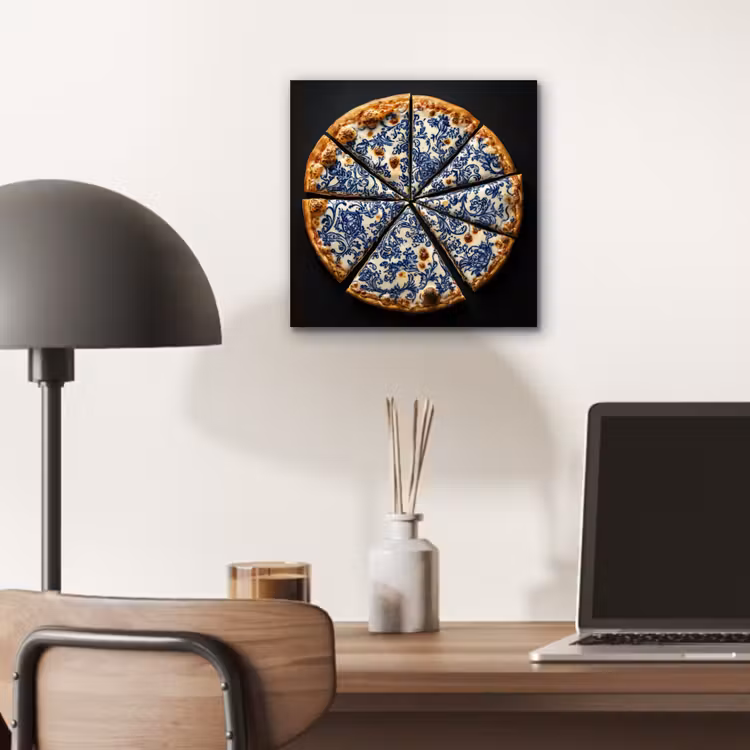 Aluminium schilderij - Pizza - Eten - Delftsblauw — 6