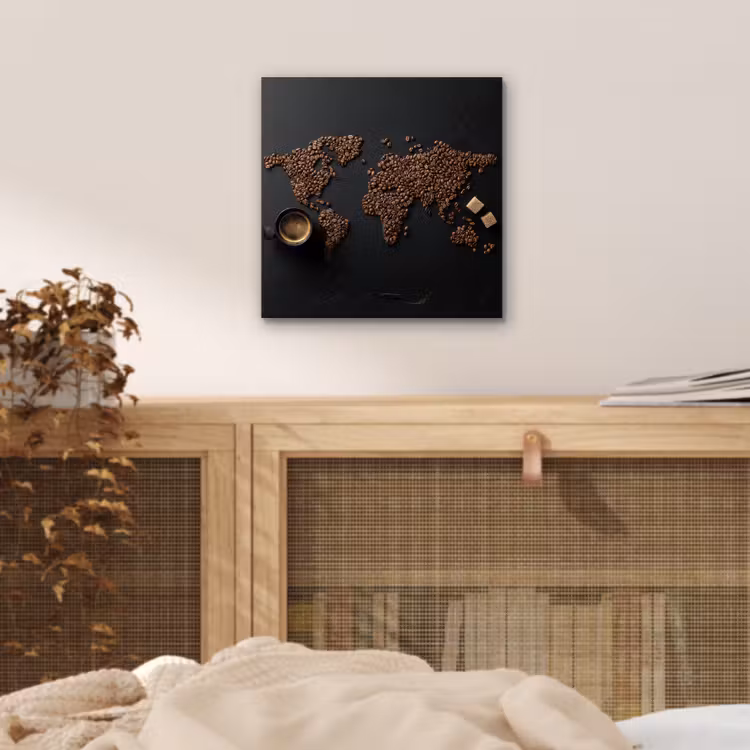Aluminium schilderij - Wereldkaart - Espresso - Zwart — 4