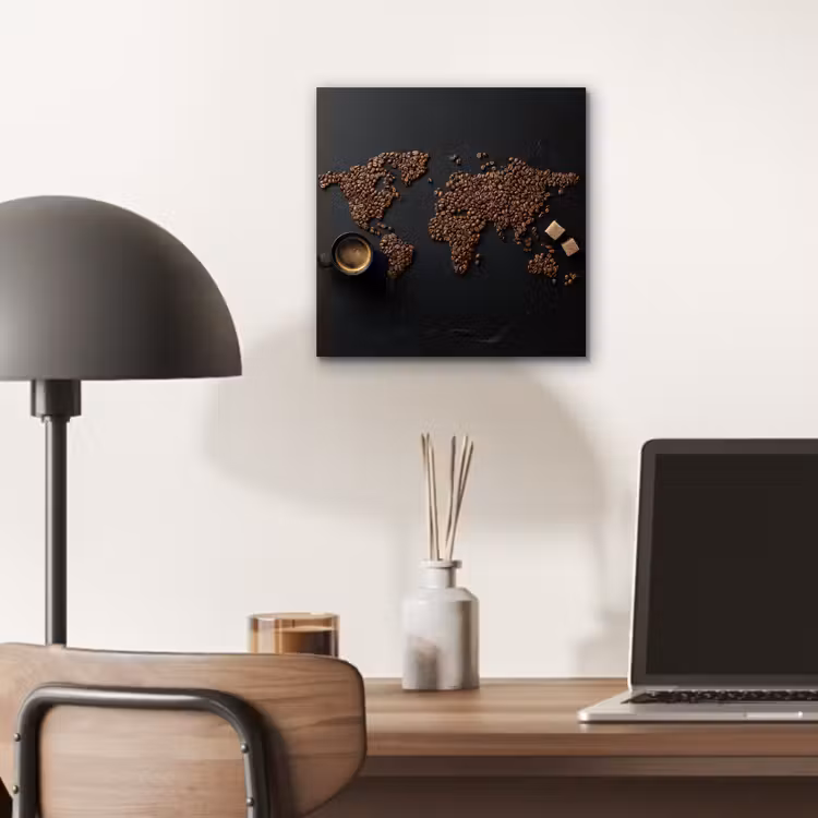 Aluminium schilderij - Wereldkaart - Espresso - Zwart — 6