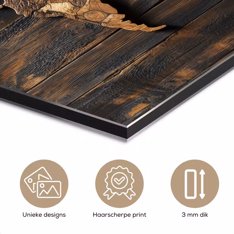 Aluminium schilderij - Wereldkaart -  Hout - Mozaïek — 7