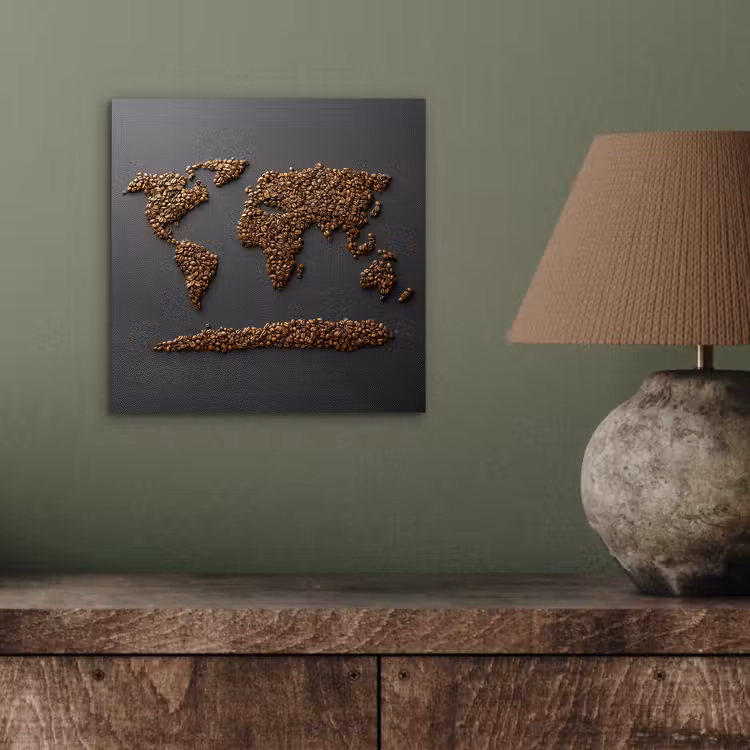 Aluminium schilderij - Wereldkaart - Koffie - Grijs — 3
