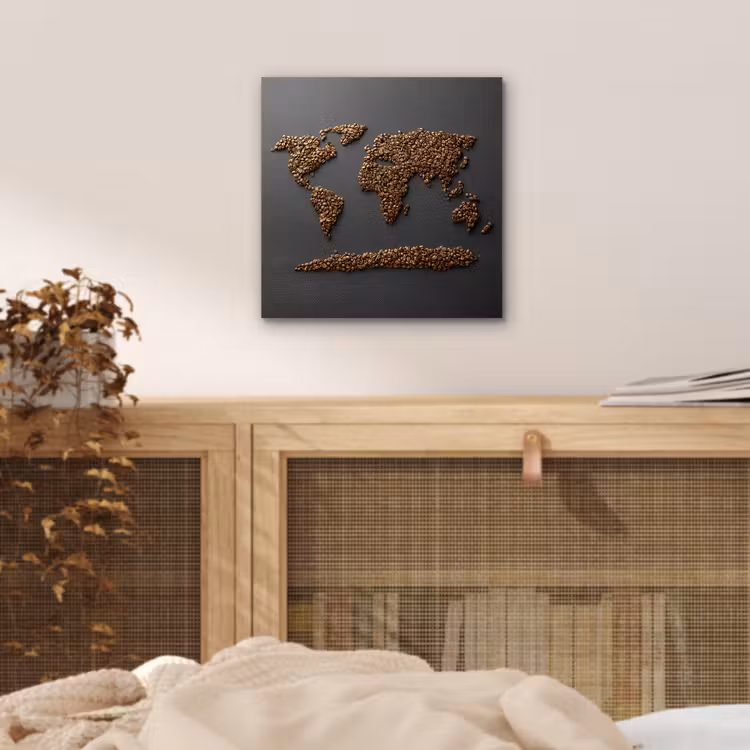 Aluminium schilderij - Wereldkaart - Koffie - Grijs — 4